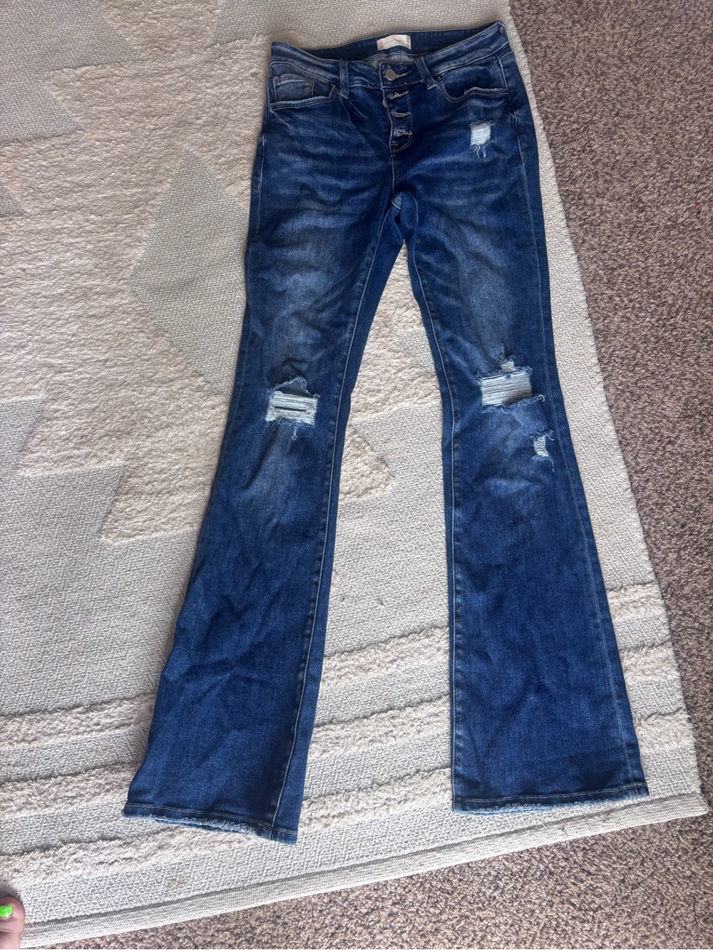 Altar'd State Dark Blue Distressed Wide Leg Jeans